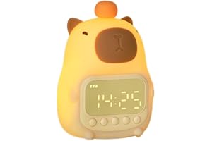 Lpitoy Reloj Despertador Capybara con Luz Nocturna, Reloj Despertador Digital Recargable, Lámpara De Mesa De Noche Led, Lámpara De Despertador Divertida para Niños