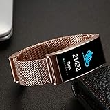 Leyeet Smart Bracelet Blutdruck Pulsmesser Fitness Tracker Intelligente Uhr IP68 Wasserdicht (Color : Gold(Metal Band))