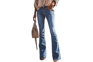 YAOTT Mujer Vaqueros Acampanados Skinny Push Up Pantalones Elástico Jeans Cintura Alta