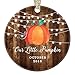 Produktbild qidushop Little Pumpkin Christmas Ornament 2018, October Birthday Boy or Girl Born in Fall Baby Newborn Kid Child Commemorative Present Ceramic Keepsake Flat Circle Porcelain Funny