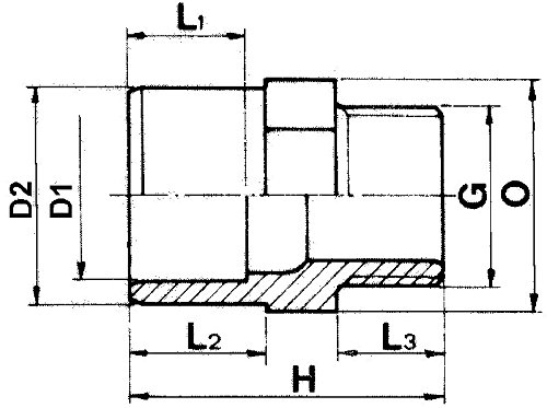 Klebeübergangsnippel mit einseitiger Muffe 50 mm und 1 1/2″ AG - 2