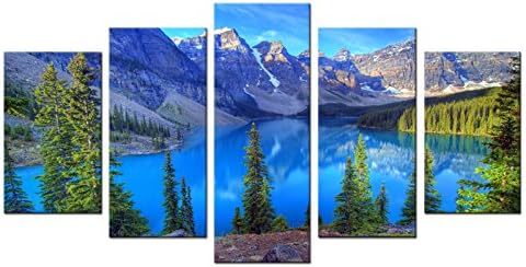 Amosi Art 5 Pieces Modern Canvas Painting Rocky Mountains Picture Printing On Canvas Landscape Painting Stretched and Framed Giclee Artwork For Home Decor Ready to Hang