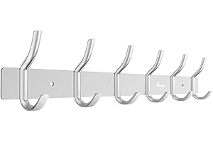 Anjuer Appendiabiti a Parete 42cm Appendiabiti 6 Ganci in Lega di Alluminio Argento per Cucina Bagno