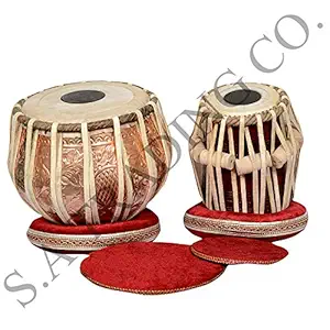 S.A Trading Company Designer Copper Beeja Saal Wood Tabla Set for Professional Use