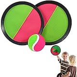 Catch Ball Set - Self Stick Toss and Catch Sports Family Game with 2 Paddles and Ball for Ages 3 and Up | Kids Paddle Ballgame with Catch Mitt and Activity Ball for Outdoors