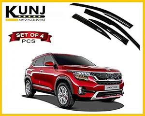 Kunj Autotech KIA Seltos Door Visor (Price: 2019 Onward) side window wind rain deflector - Black Color