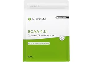 NOVOMA BCAA 4.1.1, Acides Aminés pour la Récupération Musculaire, 6g par Portion, Saveur Citron - Citron Vert, 30 Portions, Sachet 300g, Fabriqué en France