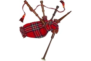 TARTANCITY Mini gaita de juguete jugable para principiantes, madera de rosa Royal Stewart, cubierta y cordón gratis, 2 lengüetas