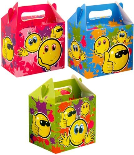 10 Smiley Face Design Childrens Birthday Party Bag / Boxes