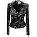 Produktbild GWDYE Damen Lederjacke Mantel, Metall Fringe Revers Motorrad/Motorrad-Stil PU Lederjacke in schwarz, Design von Hand kurzen Absatz groß,XXL