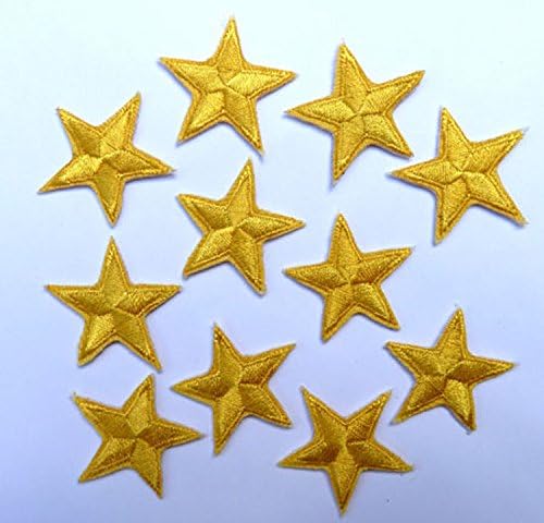 * Pack of 20 Yellow iron-on or sew-on star patches / applique *
