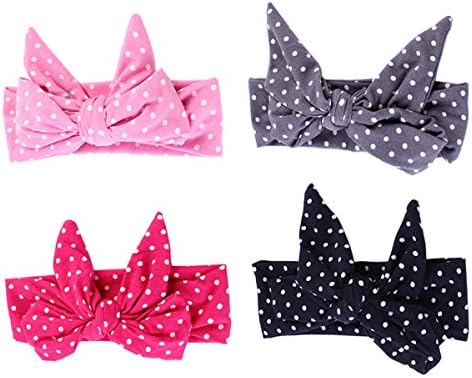 Set of 4 Jolieer Cute Baby Elastic Headbands Hair Bands Rabbit Ears