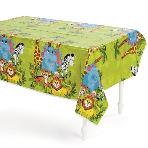 Tischdecke mit Safari Motiven Elefant Löwe Tiger Zebra Tiger Palandi®