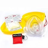 LinkHealth CPR Rescue Mask, Adult/Child Pocket Resuscitator, Hard Case with Wrist Strap Include 1 CPR Mask Keychain Ring and Disposable Glove