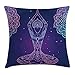Produktbild EJjheadband Yoga Throw Pillow Cushion Cover, Oriental Spiritual Concept of Woman Doing Meditation in Lotus Pose for Chakra Practice, Decorative Square Accent Pillow Case, 18 X 18 Inches, Multicolor