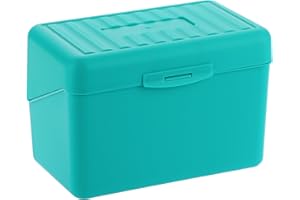 BSTKEY 4 x 6 inch Plastic Index Card Holder Recipe Card Box, 1 Green Flash Card Case Note Card Box Storage Organizer for 10 x 15cm Index Card Flashcard Recipe (No Cards)