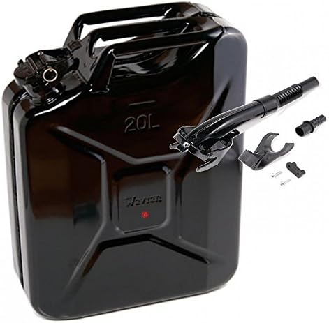 Jerry Can 20 Litre Fuel Diesel Petrol Oil Water &amp; Spout Black 20l Container
