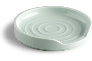 Zeal Circular Spoon Rest, Melamine Utensil Holder Rest, Tea Bag Tidy Dish, Durable Melamine, 12cm (Sage Green)