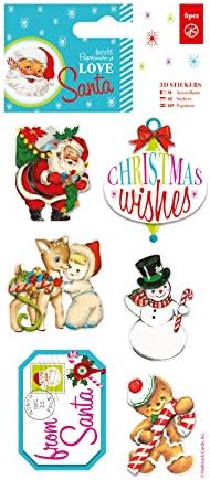 Love Santa Docrafts 3D (6pcs), Sticker Sheet, Assorted, 9.57 x 0.45 x 22.03 cm