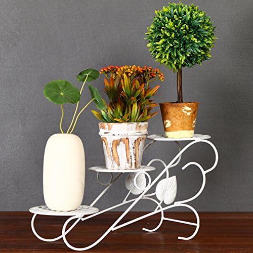 Staircase plant stand iron balcony flower racks multi-tier pot rack multifunction modern simple creative for desk outdoor/indoor-A 40*20*13cm
