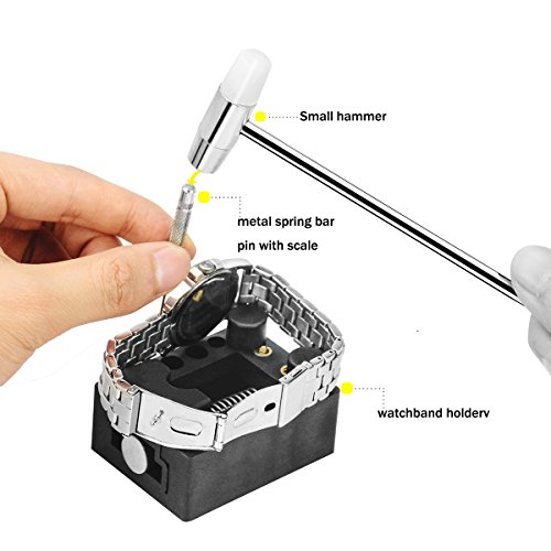 Fypo Uhrenwerkzeug Set Uhr Werkzeug inkl. 16pcs Profi-Version Uhrband wechseln Uhrband verlängern & verkürzen, geeignet für Uhr mit Schraubböden oder Druckböden & Durchmesser über 35mm Uhrmacher - 3