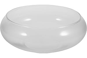 DOITOOL Vaso trasparente per pesci in, rotondo, profondo, terrario, ciotola per ninfee, bocca larga, vaso per piante acquatiche, vaso idroponico in, L