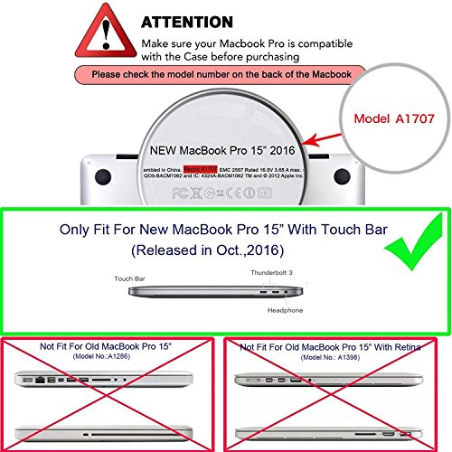 MOSISO Plastik Hartschale Schutzhülle Snap Case mit Silikon Klar Tastatur Schutz Abdeckung mit Screen Protector für NEUESTE MacBook Pro 15 Zoll (2016 Freisetzung) A1707 mit Touch Bar and Touch ID, Klar/Kristall - 4