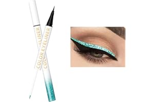 TIMIPOO Juego de delineador de ojos de doble extremo - Glitter Líquido negro y metálico, Sombra impermeable, Conjunto de maquillaje brillante (06#Verde)