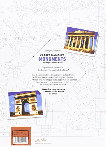 Book's Cover of 100 coloriages mystères en carrés magiques: Monuments du monde