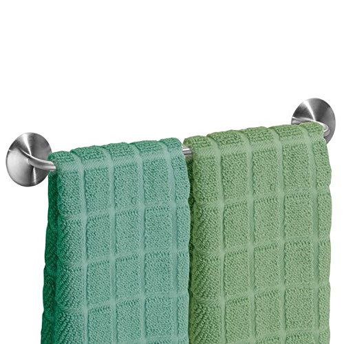 mDesign AFFIX Handtuchhalter ohne Bohren, silber – für die Küche – praktische, selbstklebende Handtuchstange – einfache Montage - 2