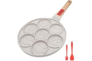 RANX INGST Poêle à Pancakes, Poignée Amovible, Poêle à Crêpes pour Enfants Antiadhésif Plat à Crêpes pour le Petit-Déjeuner, 26cm (Blanc)