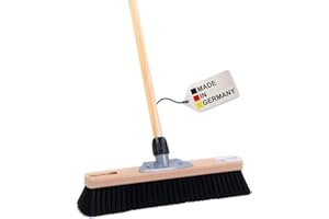 BawiTec XXL Zimmerbesen Breite 50cm inkl. Besenstiel Länge 120cm gelocht zum aufhängen weiche Kunsthaar-Borsten in schwarz Saalbesen Besen Holzstiel Stiel Kehrbesen