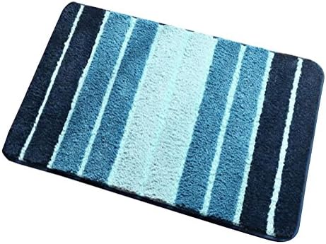 Modern Striped Rug Anti-skid Shaggy Carpet Rectangle for the Entrance Living room Bathroom Bedside , colourful colourful sky blue , 50*80cm