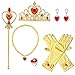 Produktbild Wuree Princess Dress Up Zubehör Geschenkset für ELSA Crown Scepter Halskette, Ohrringe, Handschuhe Gelb 6 Stück