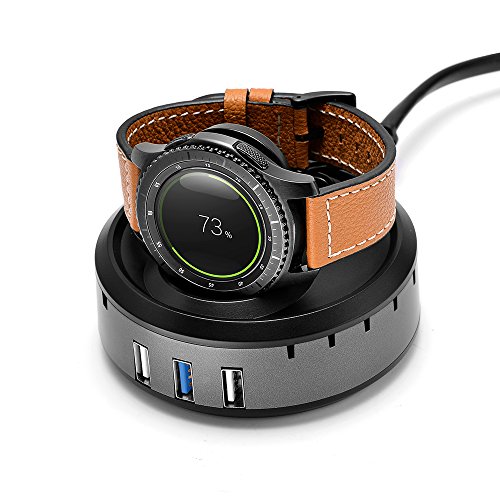 Aresh für Samsung Gear S3 Classic / Frontier Wireless Ladestation Zubehör Ladegerät Stand, 3-Port USB Ladegerät Dock Ladung Dock Station für Samsung Gear S3 Frontier / S3 Classic / S2 Classic
