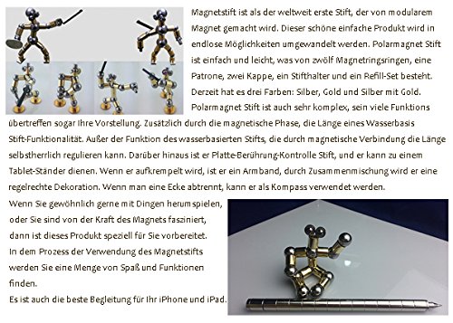 Cooler Magnetstift Wunderbaren Magnetischer Kugelschreiber Ideale Geschenk Witzig Magnetstift Stylus Stift kreative Geschenkfeder Set Silber - 7