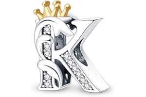 TINSLO Charme Pearl en forme de lettre de A à Z pour bracelet, En argent sterling 925, Compatible avec les bracelets et colliers Pandora, Compatible avec les bracelets européens pour femmes et filles PAC355