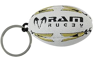 Ram Rugby Portachiavi a forma di sfera, nero/oro (gomma) o giallo (Softee), misura 0 (5 cm) (gomma (oro))