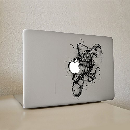 Vati Blätter Removable Carp Vinyl-Aufkleber Aufkleber Haut-Kunst-Schwarz für Apple Macbook Pro Air Mac 13 „15“ Zoll / Unibody 13 „15“ Zoll-Laptop - 2