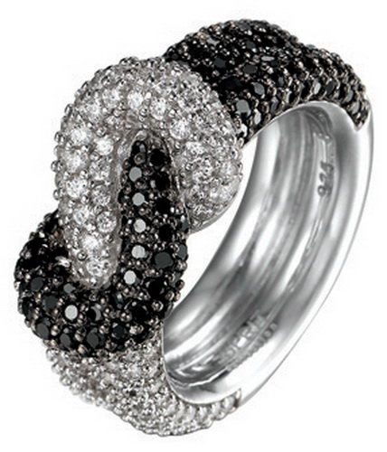 Esprit Collection Damen-Ring 925 Sterling Silber rhodiniert Kristall Zirkonia Hemerya glam day + night Schwarz