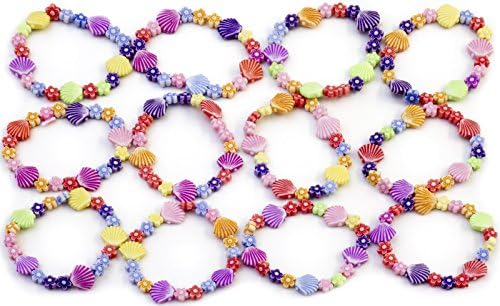 Stands Out, Supplying Outstanding Gifts 12 Little Princess Party Bracelets Birthday Bag Filler Prize Sea Shell and Flower Style