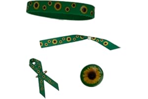 Hidden Disabilities Wrist Bands with Sunflower Pin Badge Set | Hidden Disability Badge Set Includes Silicone Wristband, Sunflower Lanyard Ribbon Wristband & Sunflower Badge with Butterfly Pins