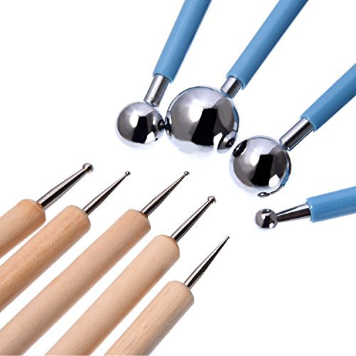 Shappy 9 Stück Ball Stylus Werkzeuge Töpferwerkzeug Punktierung Sculpting Modellierungswerkzeug Ton Keramik Skulptur Modelliert Werkzeug Prägt Sculpting Set - 6