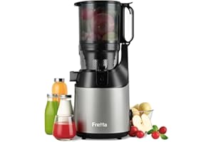 ‎FRETTA Fretta Entsafter Slow Juicer mit 135mm-1.8L XXL Öffnung,Entsafter Gemüse und Obst,250W MAX Mastizier- für Ganze Früchte,Einfache Reinigung BPA-frei | Tritan Material (Grau)