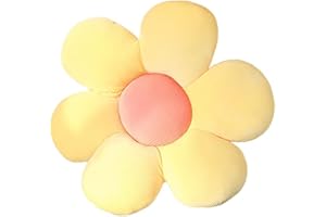 ACYOUNG Tatami, cuscino a forma di floreale, in peluche, per la cameretta dei bambini, per la casa, il divano (40 x 40 cm, giallo e rosa, a)