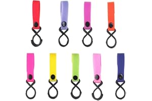 AMASAWA 9 Pieces Stroller Nylon Hook, Stroller Hooks, Hooks Baby Pushchair, Pushchair Armrest Hook, for Changing Bag, Handbag Link to Pushchair, on The Pushchair Fashionable Universal (Random Color)