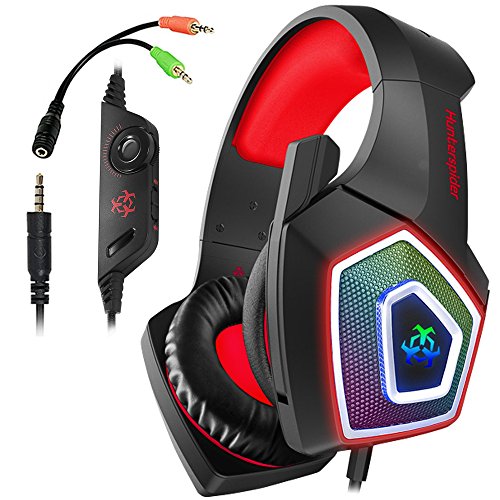 Swenter Gaming Headset fÃ¼r PS4, 3.5mm Surround Sound Kabelgebundenes Headset mit Mikrofon, Buntes LED-Licht, KopfhÃ¶rer fÃ¼r Laptop, Mac, Xbox One, Tablet, PC, Smartphone (Rot)