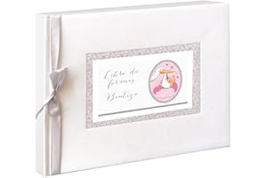 A ARGUVAL EDITORIAL Libro de firmas Bautizo niña- Medidas: 27,5 x 23 cm. Libro de visitas, recuerdo bautizo, álbum fotos, libro de huellas, bautizo.