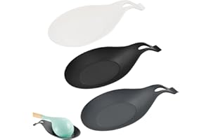 HANUNALIR 3 Pieces Silicone Spoon Rest, Cooking Spoon Rest for Kitchen Spoon Holder Rest, Reusable Spoon Holder Heat Resistant Cooking Utensil Rest for Cookware Spoons Teaspoons