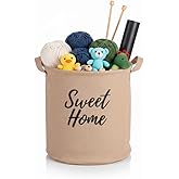 Deconox "Sweet Home" Yuvarlak J&uuml;t D&uuml;zenleyici Sepet (&Ccedil;ap 32cm, Y&uuml;kseklik 36cm) &ndash; Krem Renk Katlanabilir Kumaş Kulplu Organize